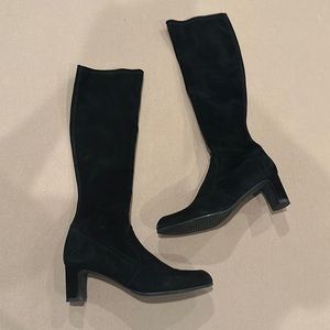 Stuart Weitzman Black Suede Tall Heeled Boots